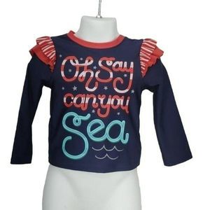 Cat and Jack Nautical Oh Say Can See Long‎ Sleeve Swim Shirt 5T